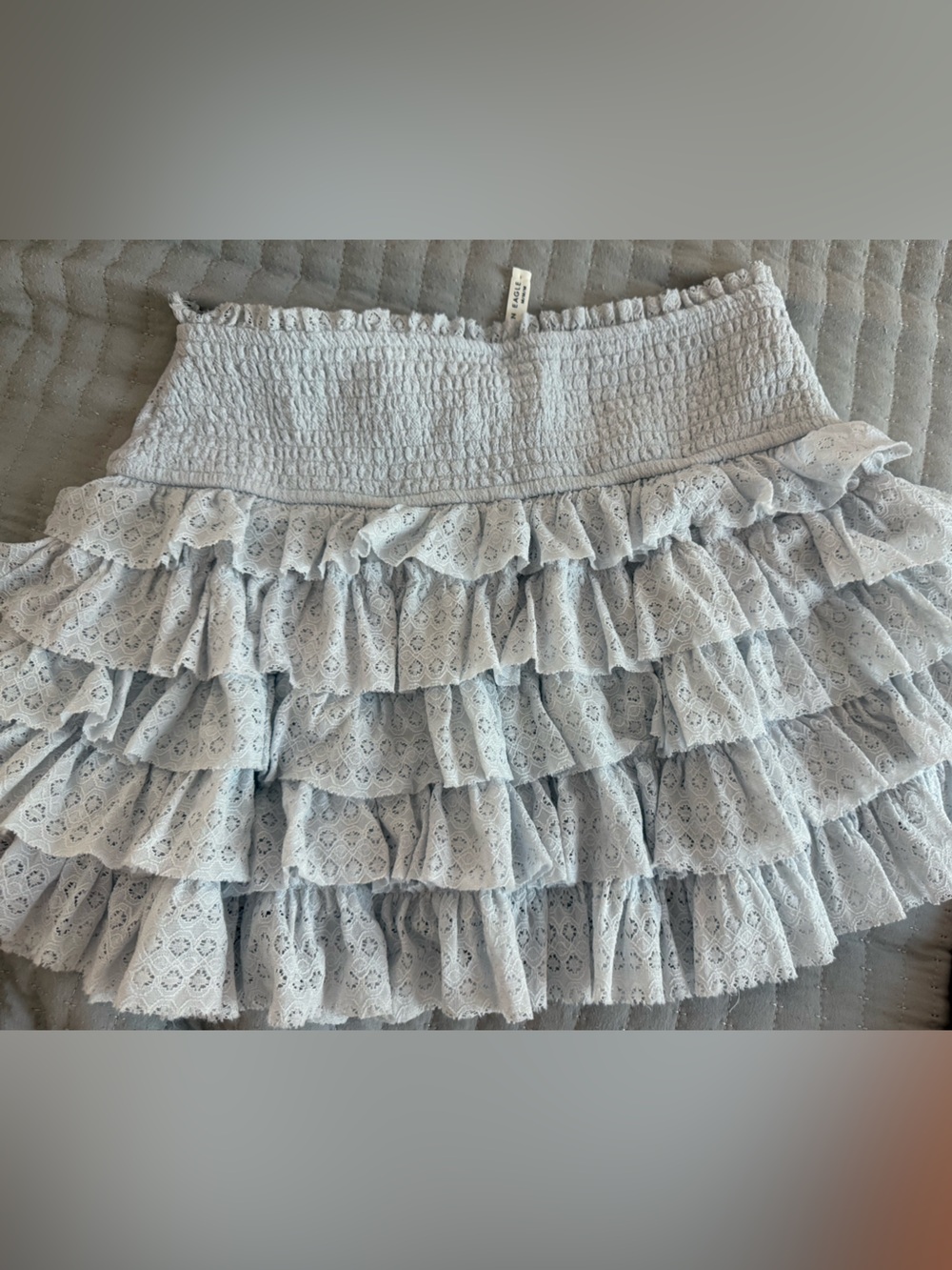 American Eagle Outfitters Light Blue Ruffled Eyelet Mini Skirt